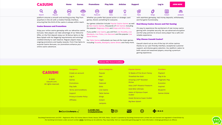 Desarrolladores de Juegos de Casushi Casino Versión de Escritorio