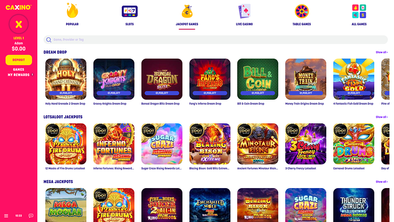 Jackpot du Casino Caxino Version Bureau