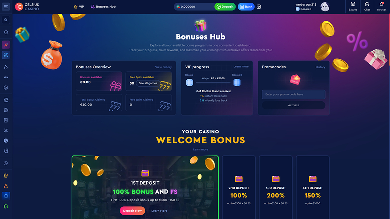 Promozioni del Celsius Casino Desktop