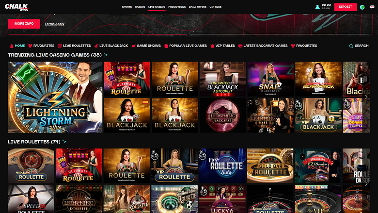 ChalkWins Casino Live Dealer Desktop