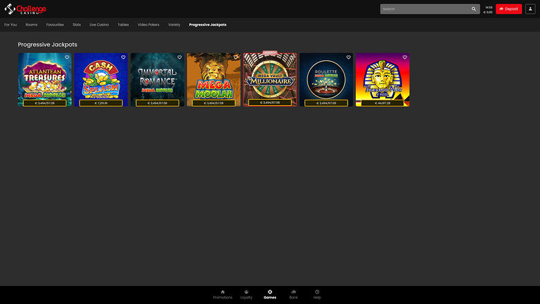 Jackpot du casino Challenge Bureau