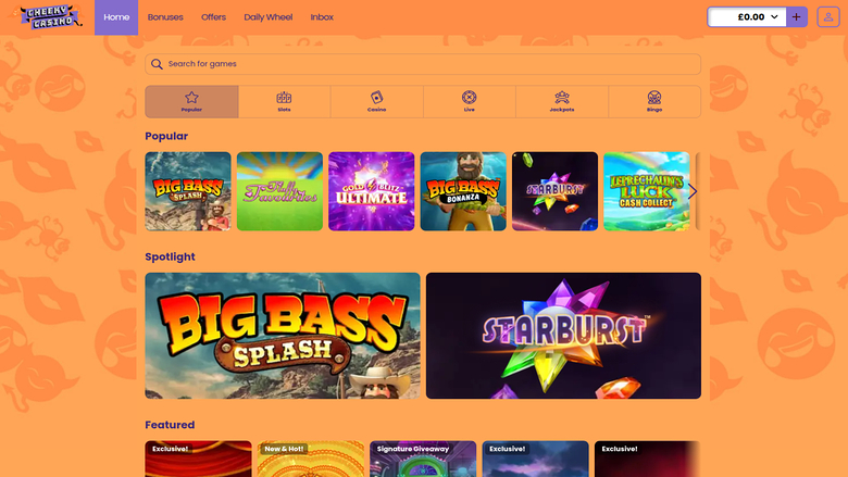 Cheeky Casino page d'accueil bureau