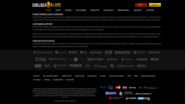 Développeurs de jeux de Chelsea Palace Casino bureau