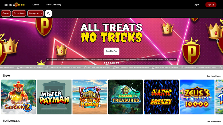 Page d’accueil de Chelsea Palace Casino bureau