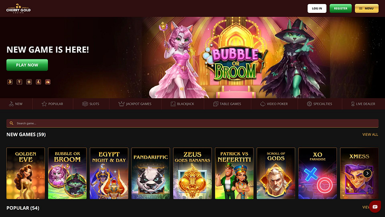 Imagen de la página de inicio de escritorio del casino Cherry Gold