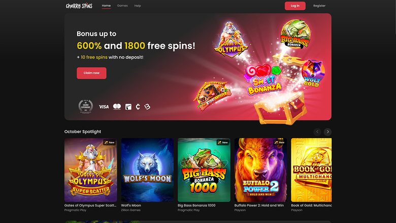Página principal de Cherry Spins escritorio