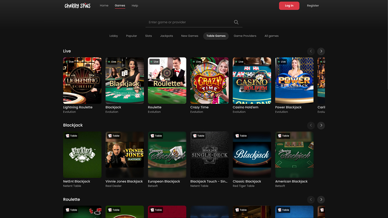 Crupier en vivo de Cherry Spins escritorio