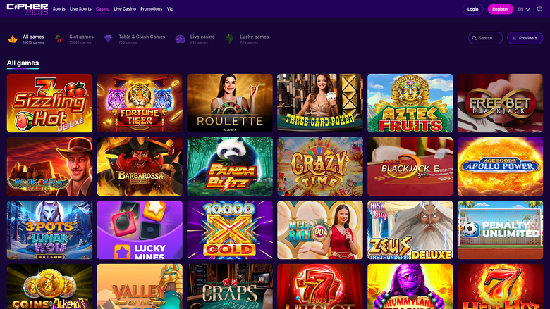 Giochi del CipherWins Casino Versione desktop