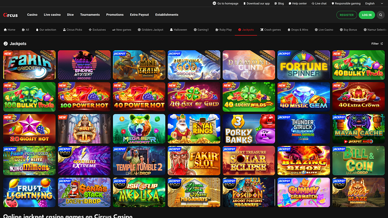 Jackpot du Circus.be Casino Version de bureau