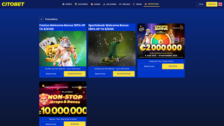 Promozioni di Citobet Versione desktop