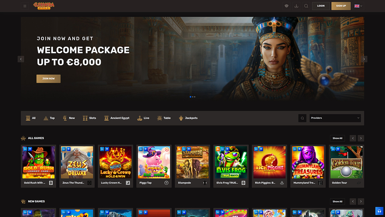 Page d’Accueil du Casino Cleopatra Bureau