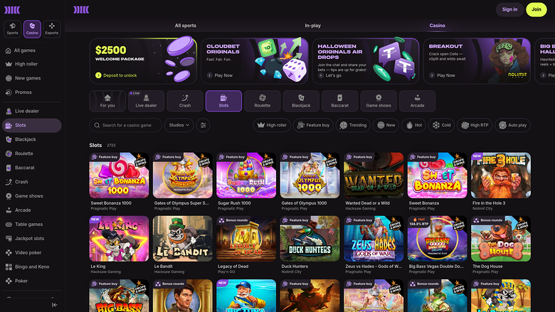 Jeux du Casino Cloudbet Bureau