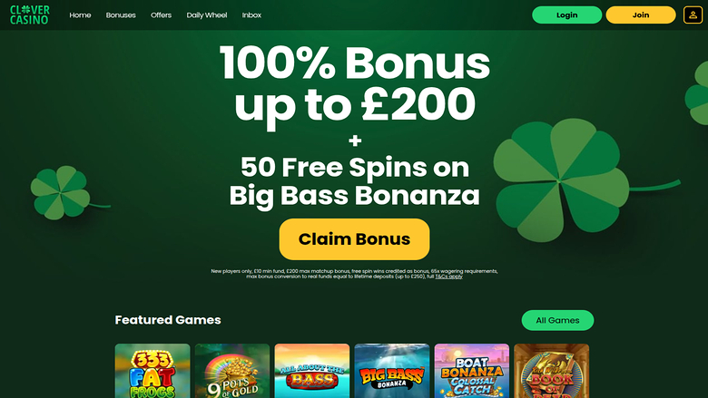 Page d’Accueil du Casino Clover Bureau