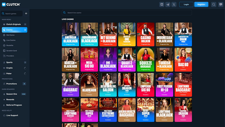 Clutch Casino Desktop Live-Dealer