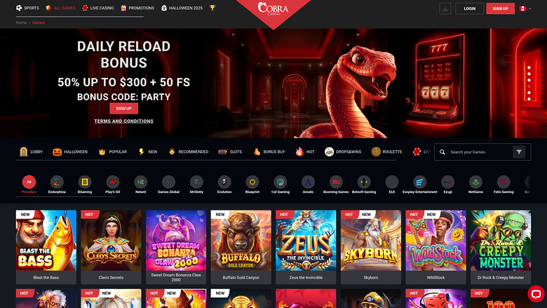 Cobra Casino Games Desktop
