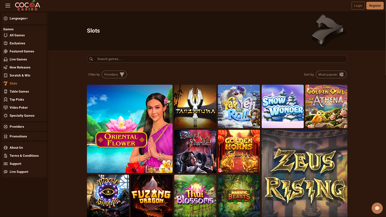 Jeux du casino Cocoa sur ordinateur