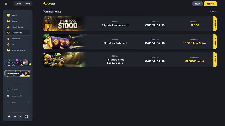 Cocobet Casino Desktop Tournaments