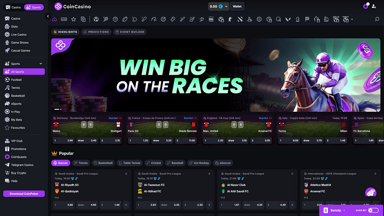 CoinCasino Desktop Sports en direct