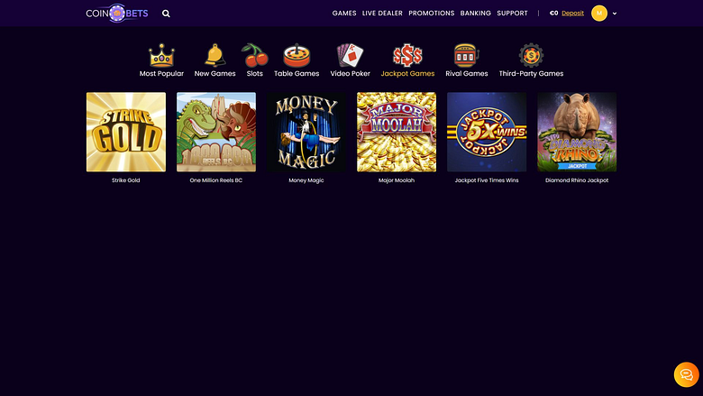 Imagen de escritorio del casino CoinBets777 Jackpot