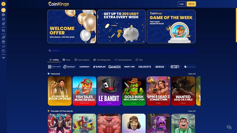 Coinkings Casino Startseite Desktop