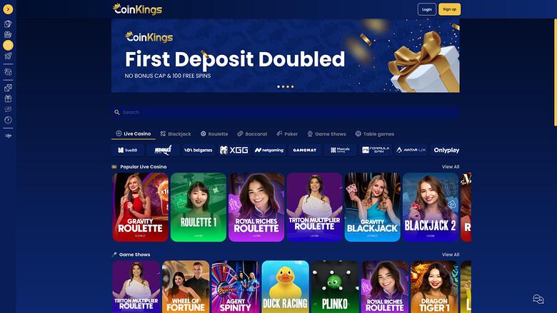 Coinkings Casino Live-Dealer Desktop
