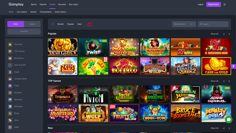 Jeux du casino Coinplay sur ordinateur