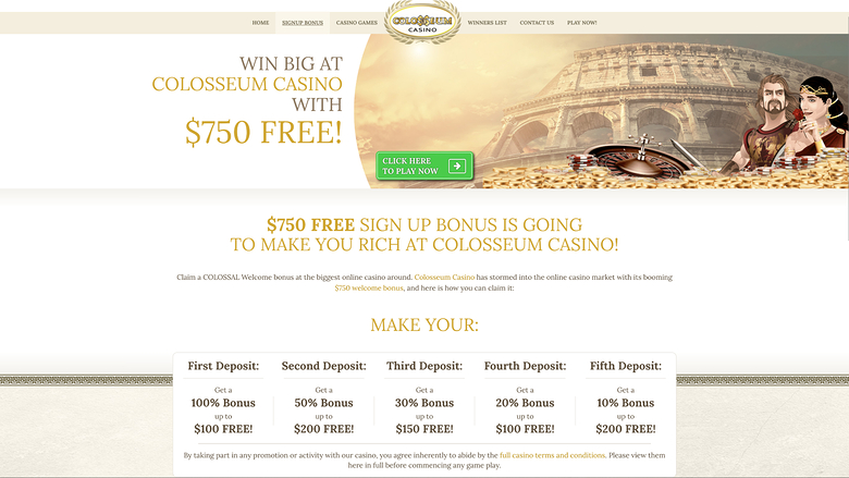 Promotions du casino Colosseum sur ordinateur