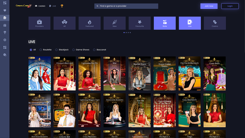 Casinò Conquer con croupier dal vivo su desktop