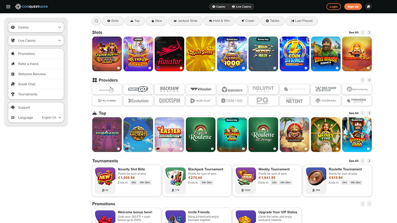 Développeurs du jeu Conquestador Casino Desktop Image