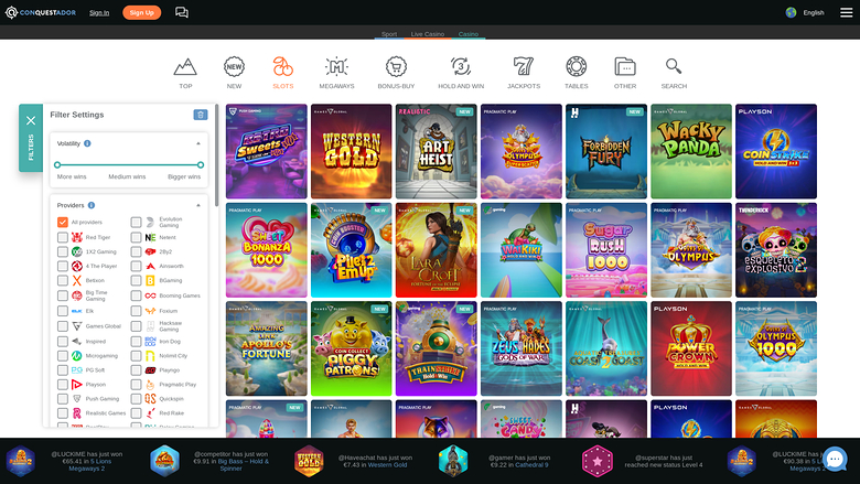 Jeux du Casino Conquestador Bureau