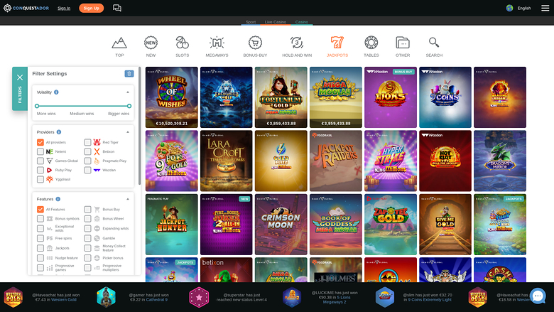 Jackpot du Casino Conquestador Bureau