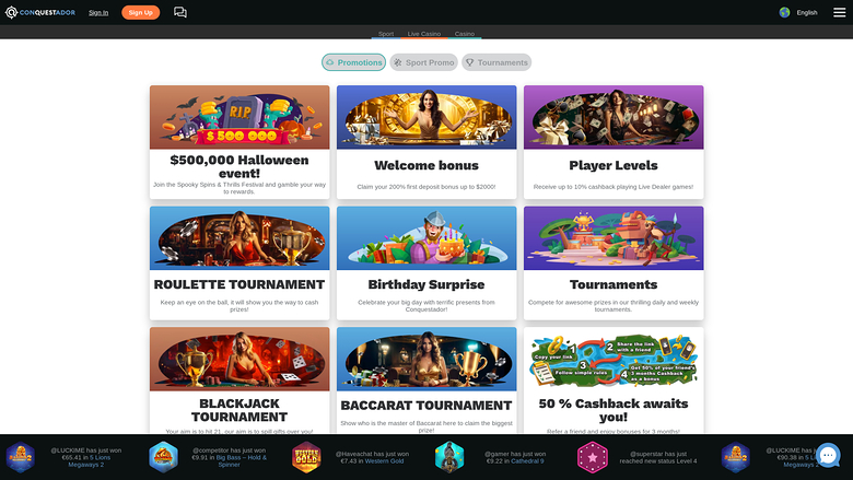 Promotions du Casino Conquestador Bureau