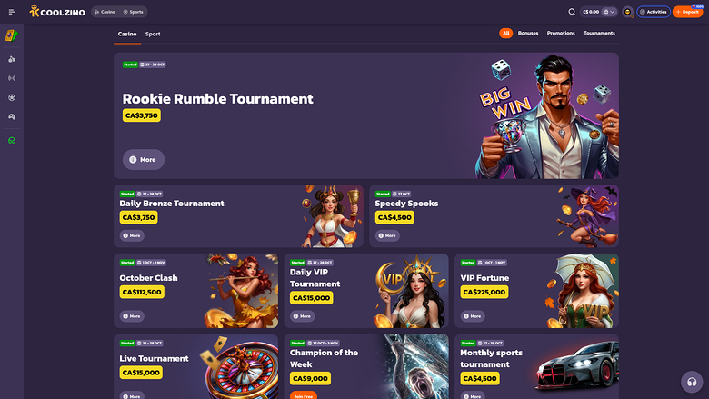 Coolzino Casino Aktionen Desktop