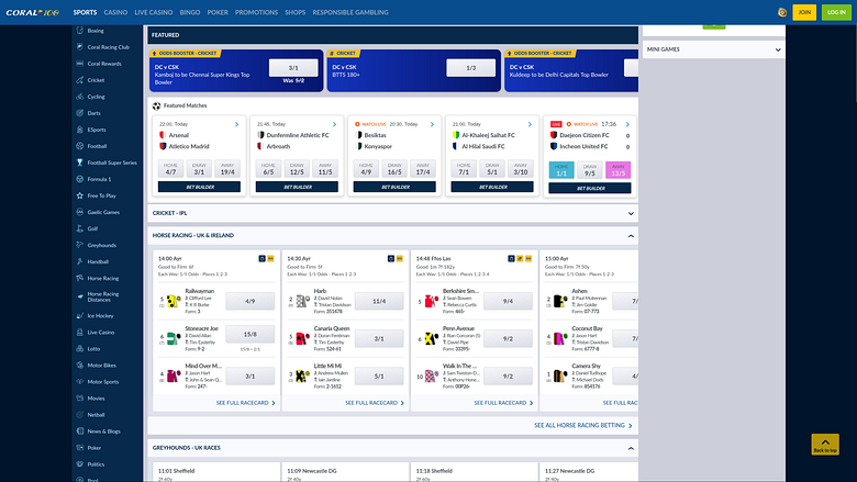 Casino Coral - Sports en direct sur ordinateur
