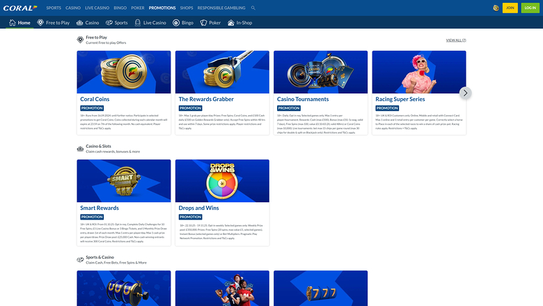 Promozioni del Casinò Coral Desktop