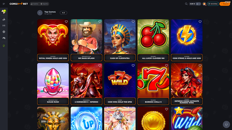 Corgibet Casino Spiele Desktop