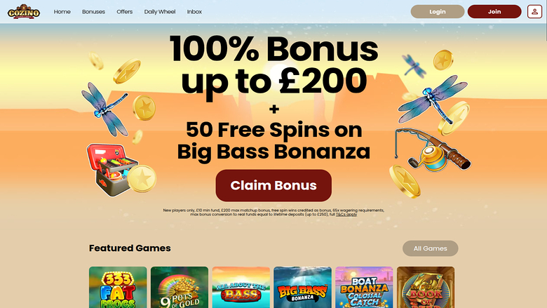 Página de inicio de Cozino Casino Escritorio