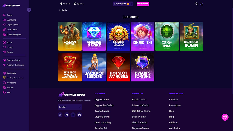 Jackpot d'images de bureau Crashino