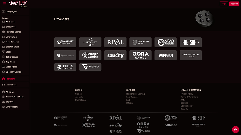 Développeurs de Jeux de Crazy Luck Casino Bureau