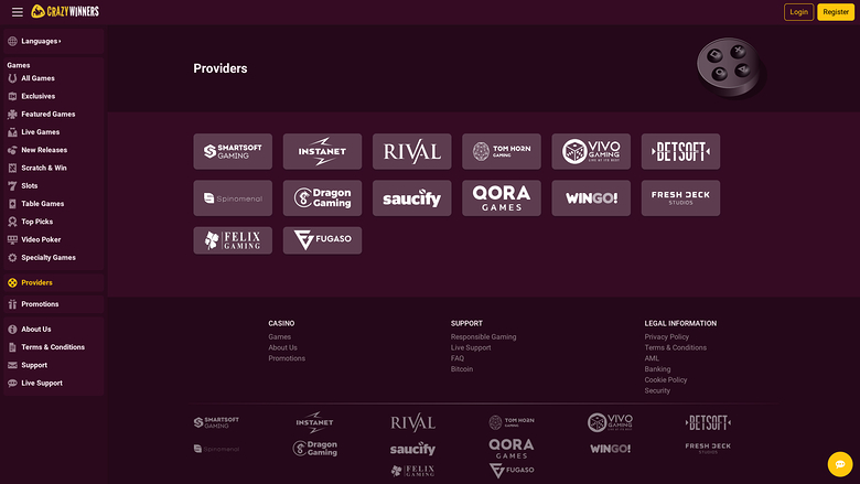 Développeurs de Jeux de Crazy Winners Casino Bureau