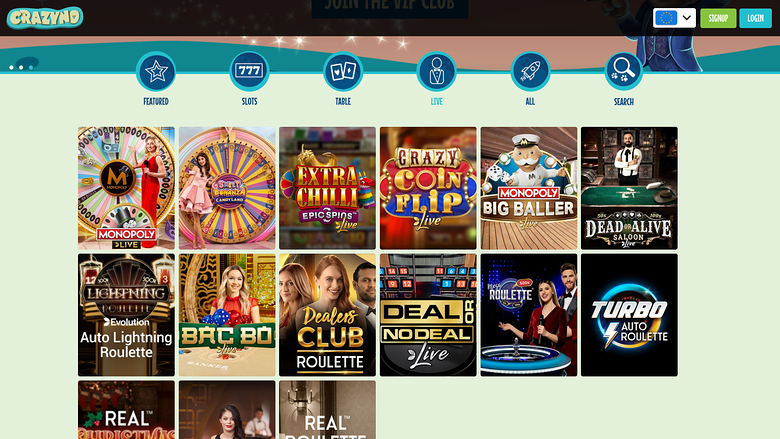 Croupier en Direct de Crazyno Casino Bureau