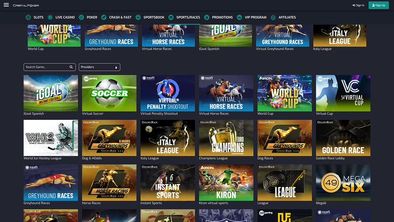 Cristal Poker Casino Sports Desktop