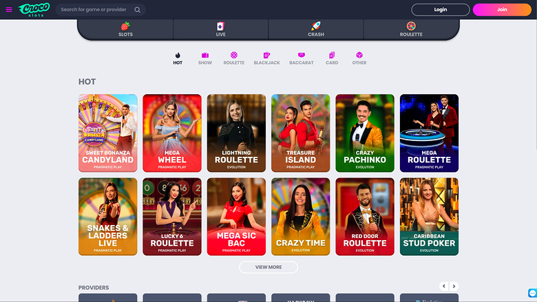 Crocoslots Casino Live Dealer Desktop
