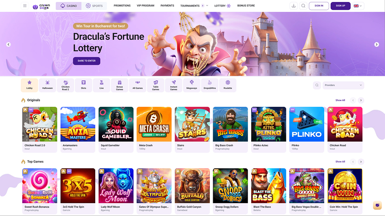 Página de inicio de Crown Slots Casino Escritorio