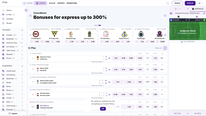 Deportes de Crown Slots Casino Escritorio