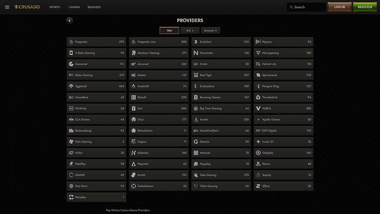 Pagina degli sviluppatori del gioco Crusado Casino