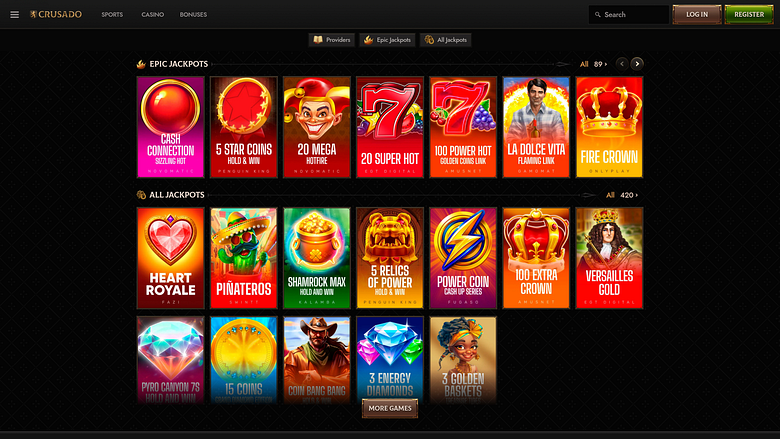 Pagina del jackpot del Crusado Casino