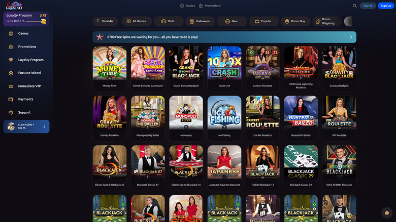 Crusino Casino Live-Dealer Desktop