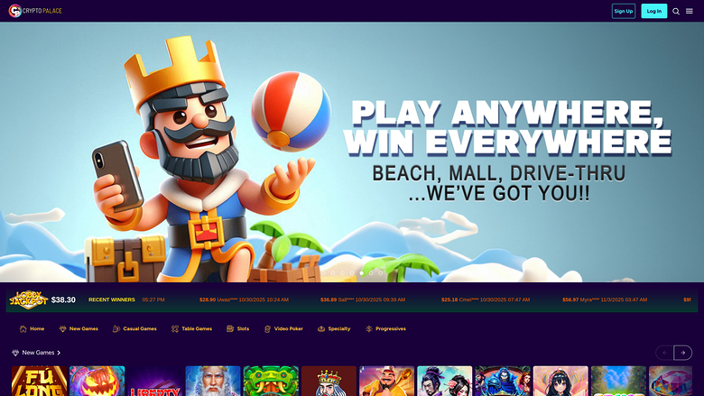 Crypto Palace Casino Homepage Desktop