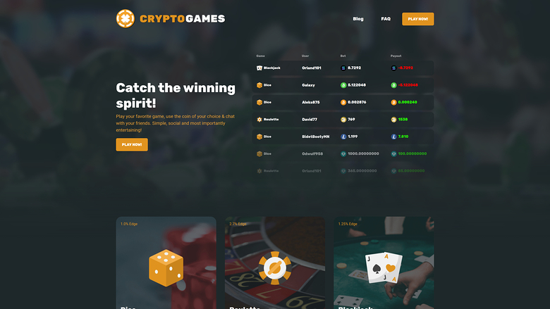 Cryptogames Casino Homepage Desktop
